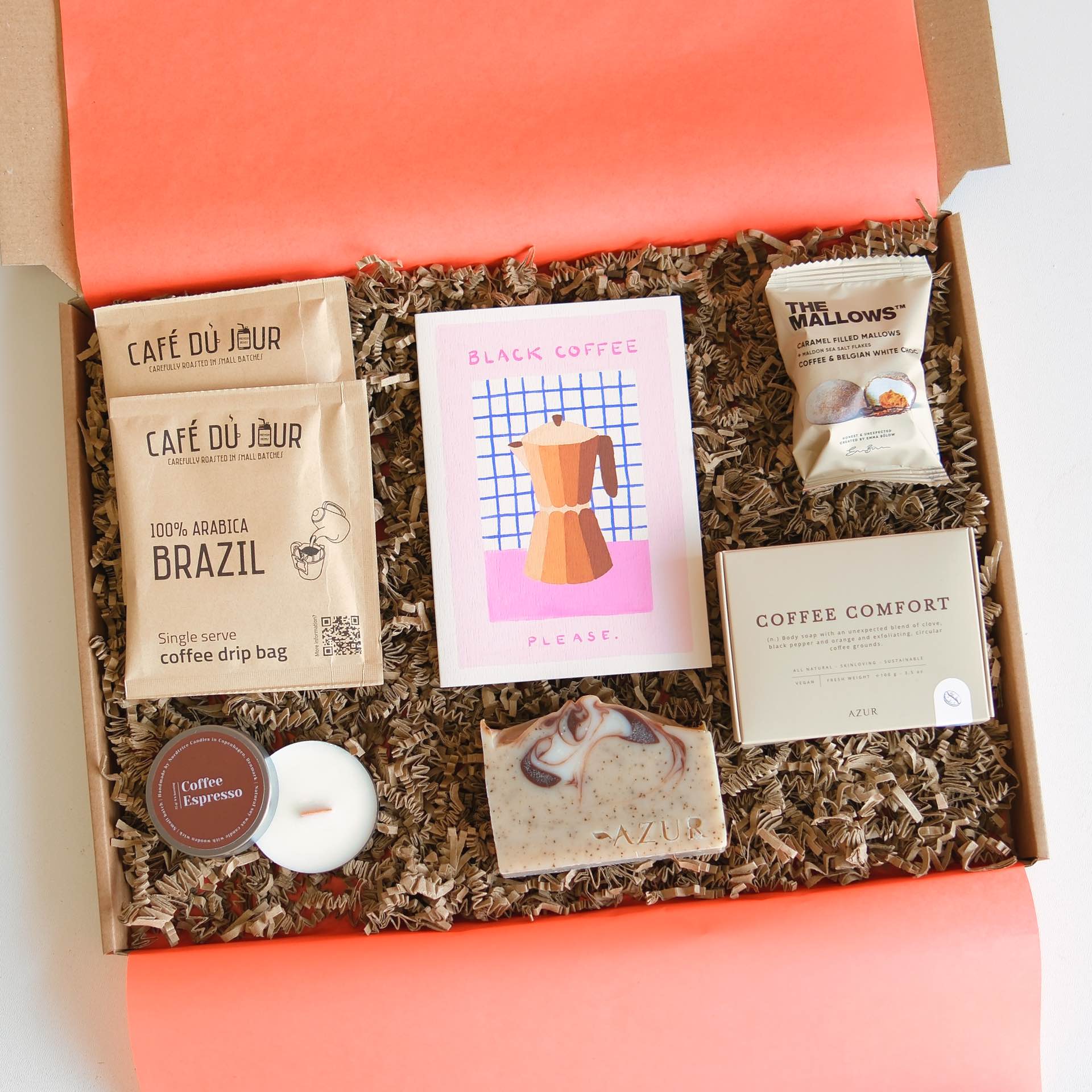 brievenbus cadeau koffie scrubzeep coffeebrewer brievenbus cadeau man marshmallow pynappel