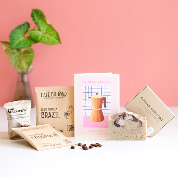 brievenbus cadeau koffie scrubzeep coffeebrewer brievenbus cadeau man marshmallow pynappel uniek cadeau voor mannen