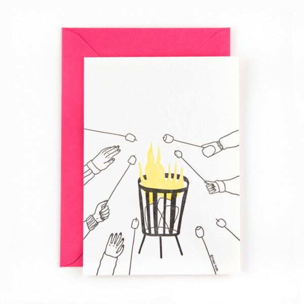 letterpress kaart winter fire studio flash pynappel