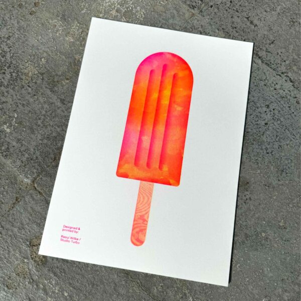 neon popslice poster a4 risoprint studio turbo poster raoul wilke riso ijsje neonkleur pynappel