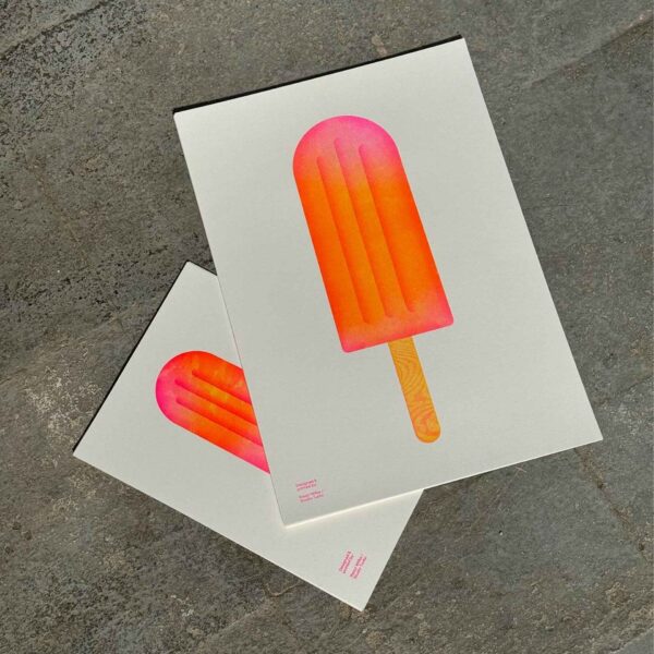 neon popslice poster a4 risoprint studio turbo poster raoul wilke riso ijsje neonkleur pynappel