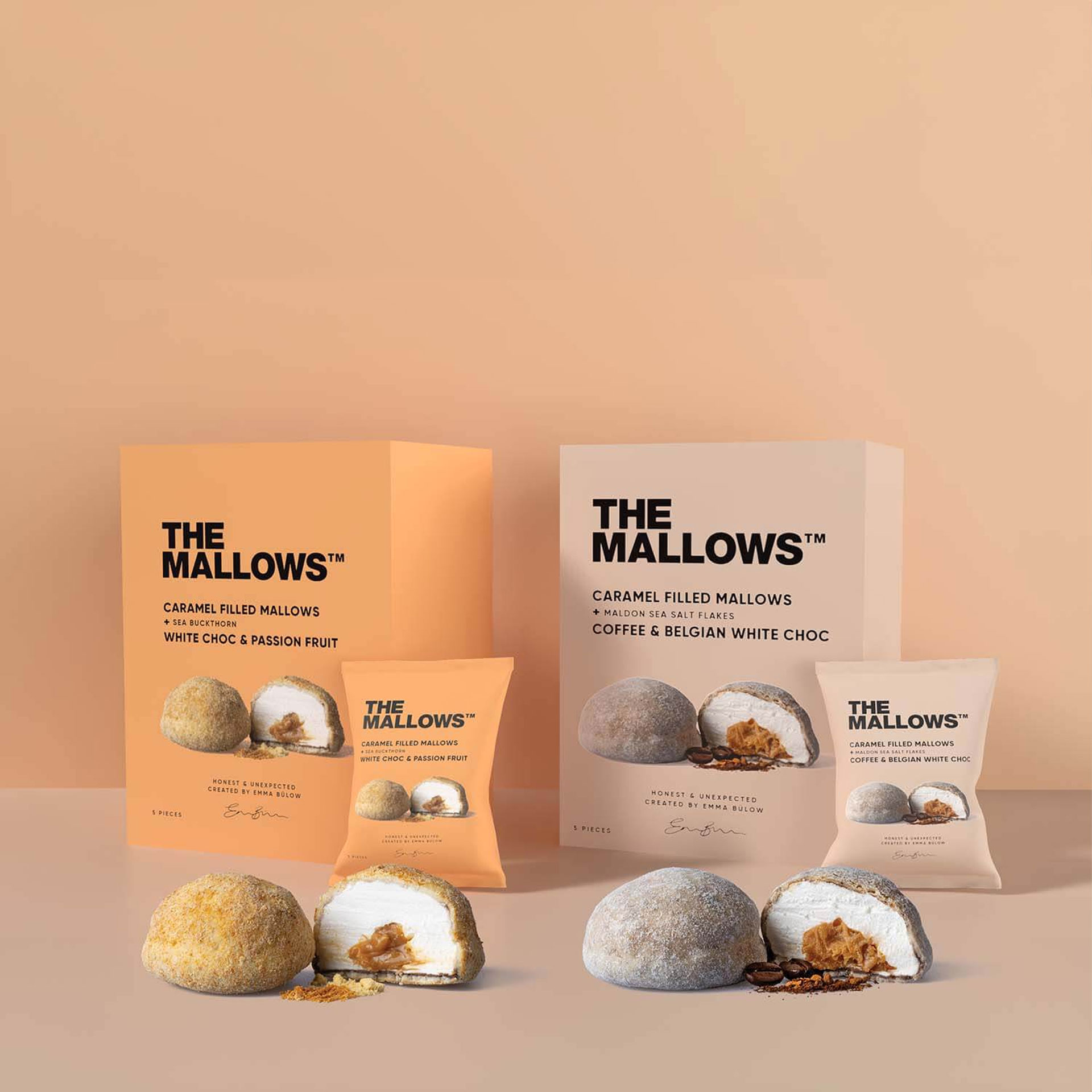 karamel gevulde marshmallow witte chocolade passion fruit the mallows pynappel coffee belgian white chocolate