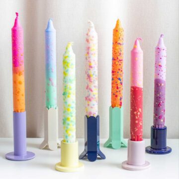 confetti kaars oranje blau nordtrice kleurrijke kaarsen pynappel