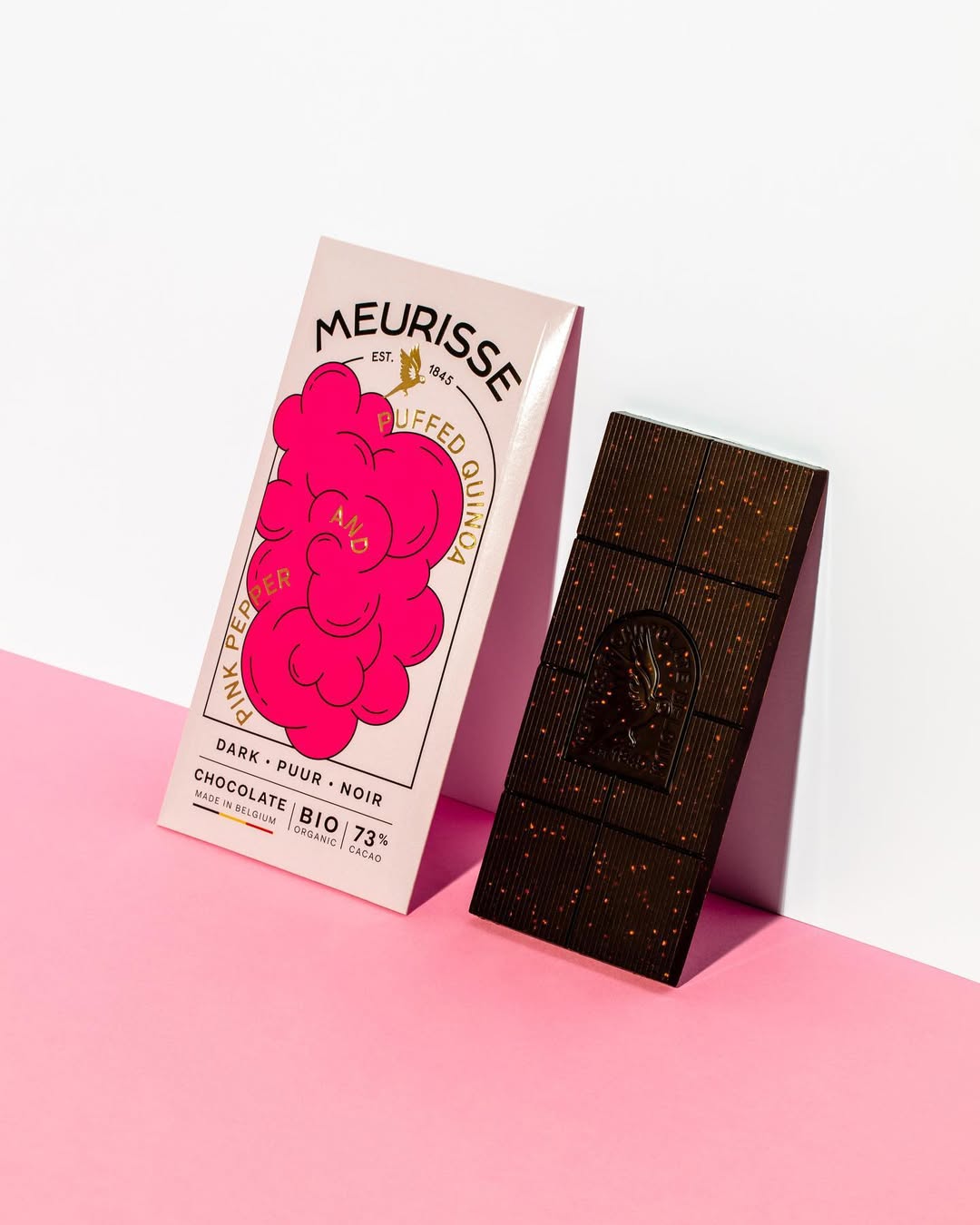 gepofte quinoa chocolade roze peper
