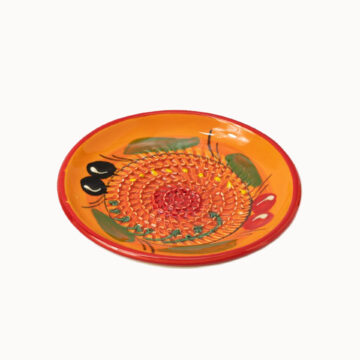 rasp schaaltje knoflook rasp bordje keramiek vintage spaans provencal rood geel pynappel cadeau webshop alfar tierra cocida