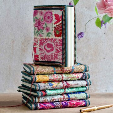 sari notebook gebonden notitieboek handgeschept papier handgemaakt notitieboekje gerecyled sambhali trust india pynappel