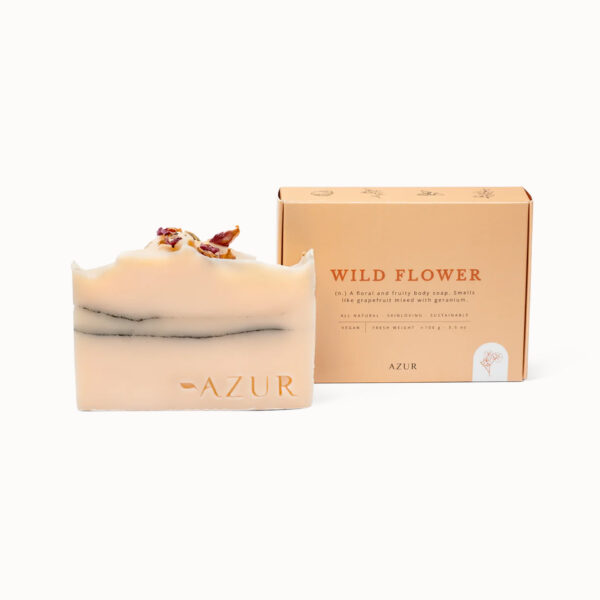 natuurlijke zeep bar wild flower azur natural bodycare bloemen zeep pynappel brievenbus cadeau
