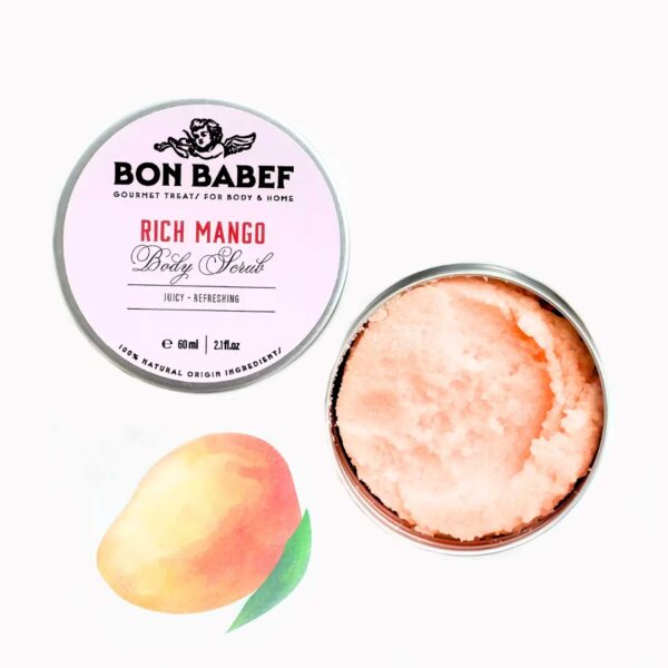 lichaamsscrub rich mango bon babef zoutscrub bodyscrub kokosolie jojoba olie pynappel