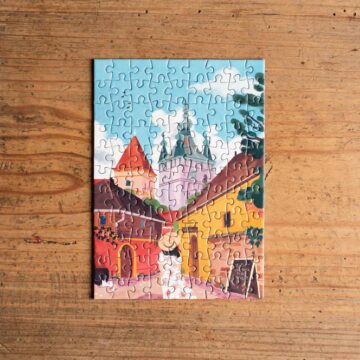 mini puzzel traveler trevell 99 stukjes pynappel brievenbus cadeau legpuzzel