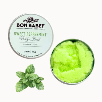lichaamsscrub sweet peppermint bon babef zoutscrub bodyscrub muntolie jojoba olie pynappel mint
