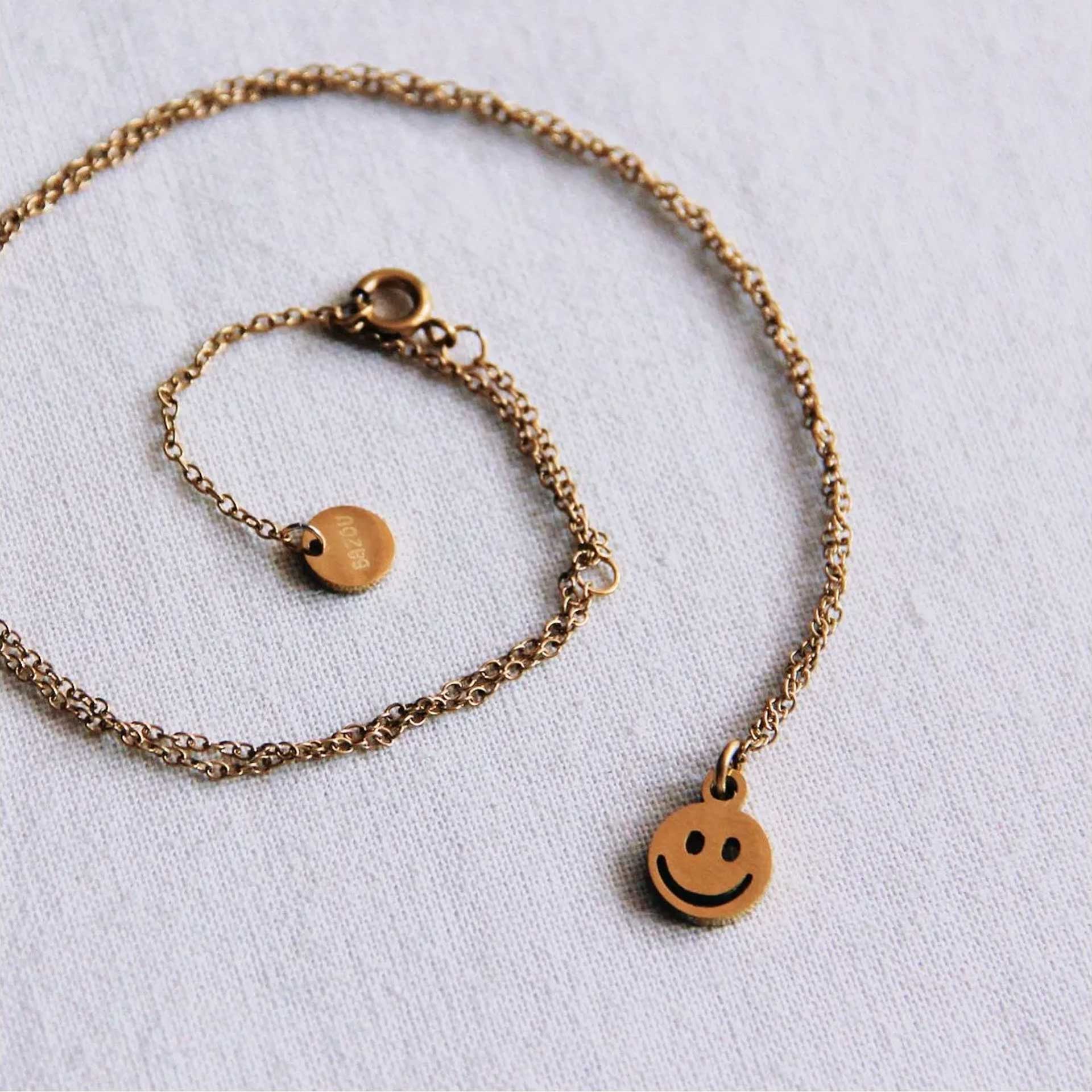 smiley ketting roestvrij staal bazou ketting met smiley pynappel
