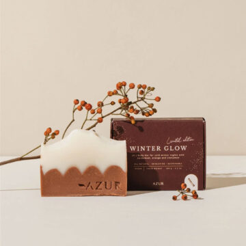 azur winter glow body bar natuurlijke zeep kaneel sinaasappel kardemom rode klei pynappel brievenbus cadeau