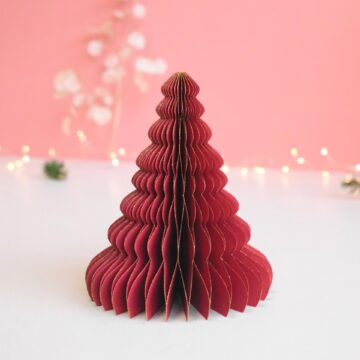 honeycomb kerstboom rood glitter 15 cm magneet sluiting papieren kerstboom red only natural