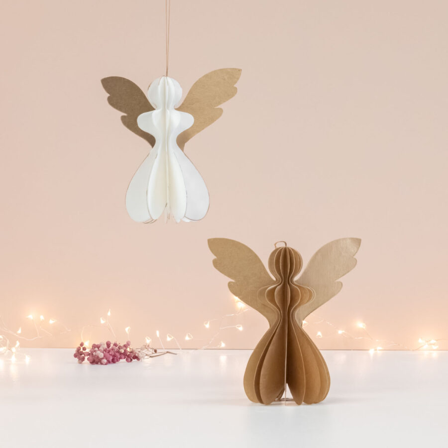 papieren engel ivoor katoen pulp cotton mache only natural pynappel brievenbus cadeau kerst