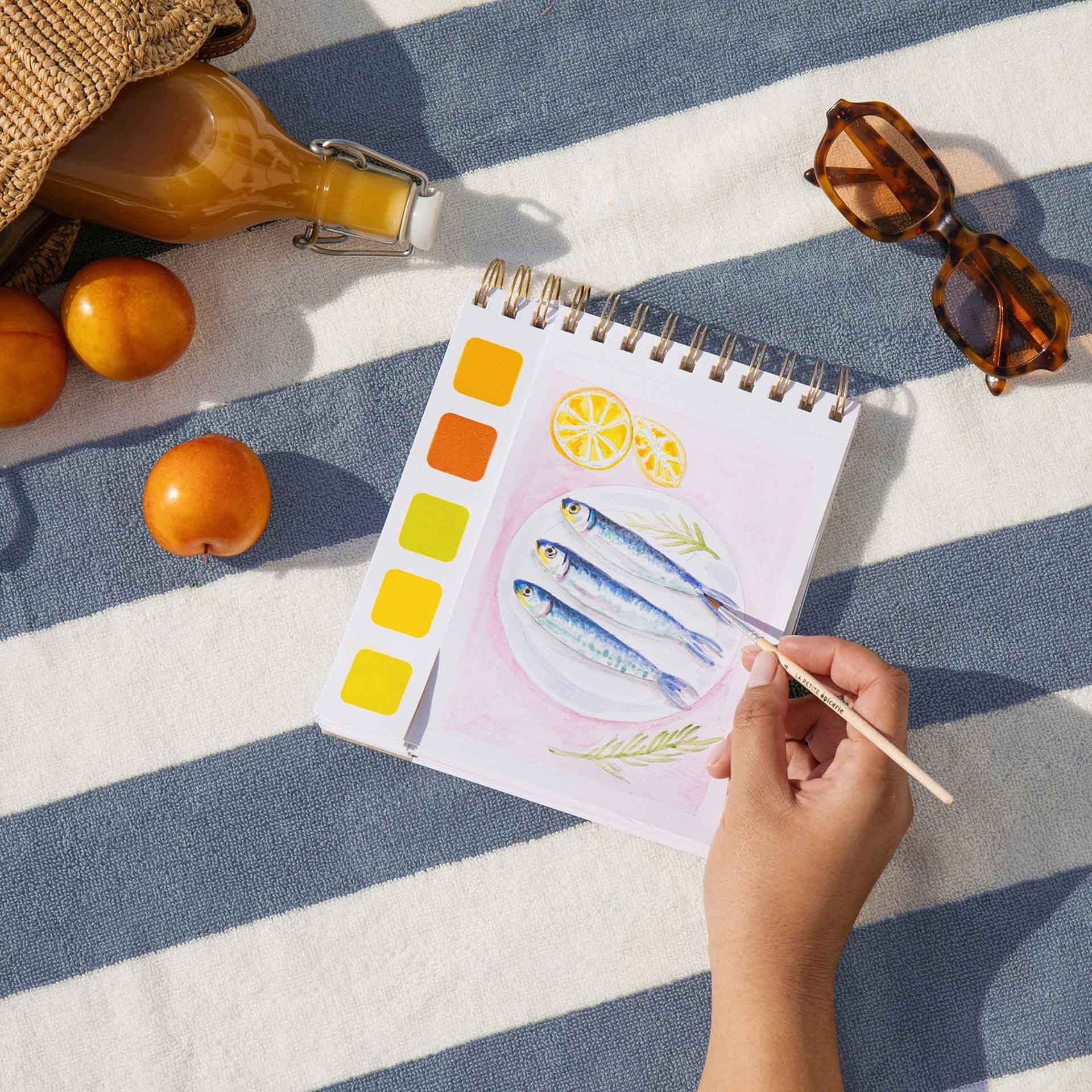 aquarel travel book mediterranee la petite epicerie aquarel boekje pynappel